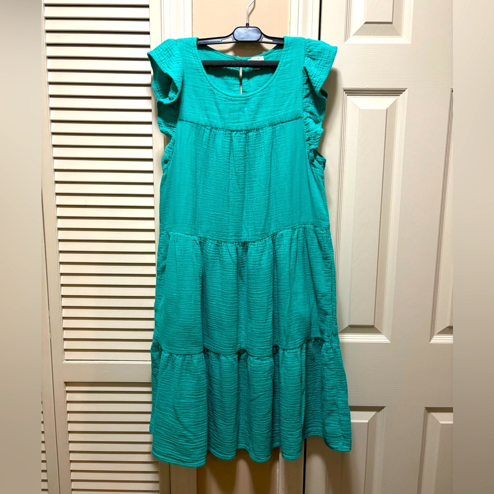 J. Crew 100% Cotton Dress Green Size 6